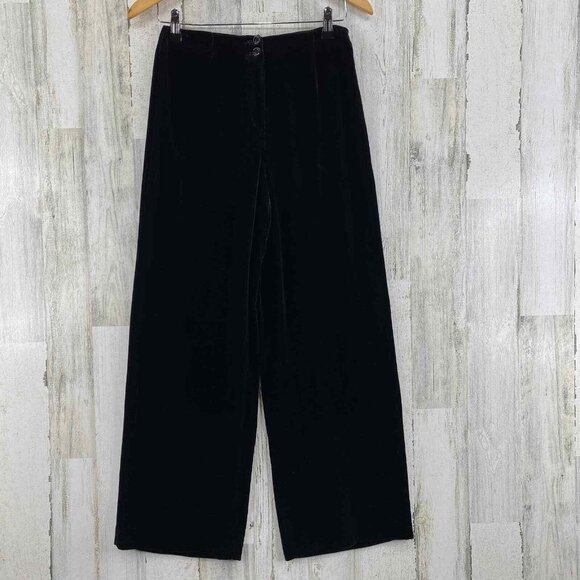 Talbots Wide Leg Pants Womens 2 Black Velvet Rayon Silk Blend NEW - Picture 2 of 10